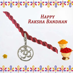 Big OM Shaped Sterling Silver Rakhi for Brothers