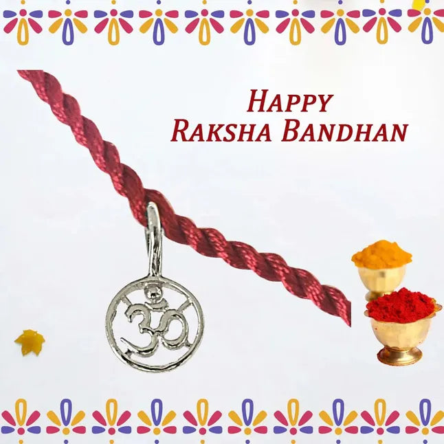 Big OM Shaped Sterling Silver Rakhi for Brothers