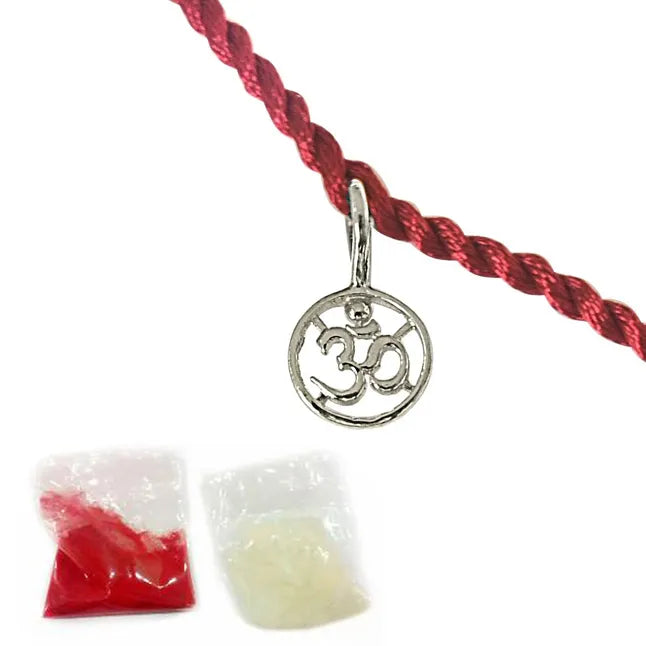 Big OM Shaped Sterling Silver Rakhi for Brothers