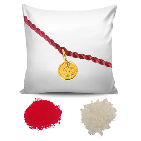 Gold Plated OM Shaped Sterling Silver Rakhi for Brothers