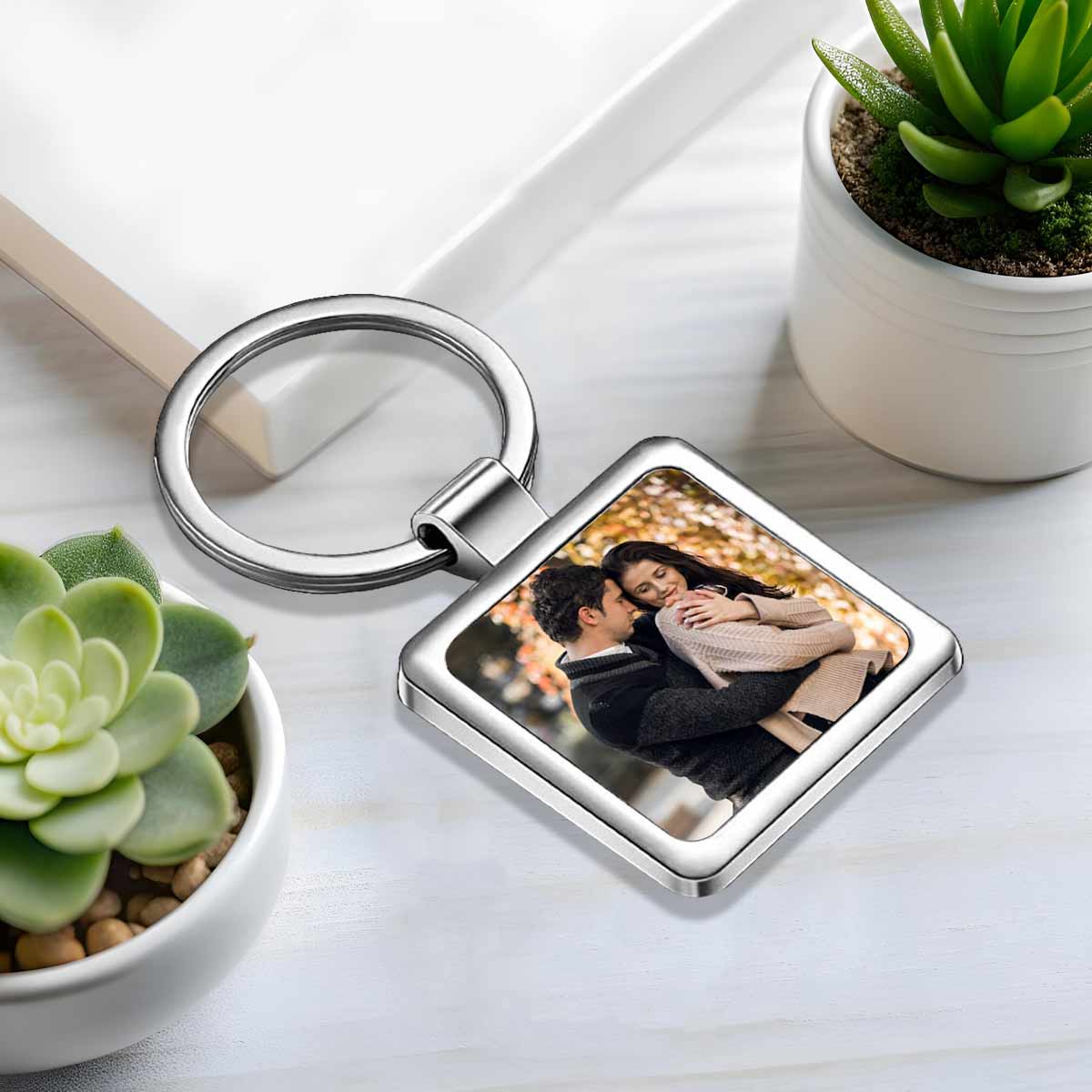 Personalised Square Metal Keychain