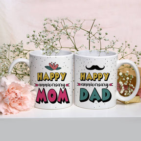 Set of 2 Best Mom & Dad Anniversary Coffee Mugs