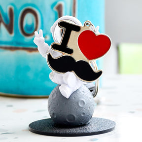 I Heart Moustache Keychain