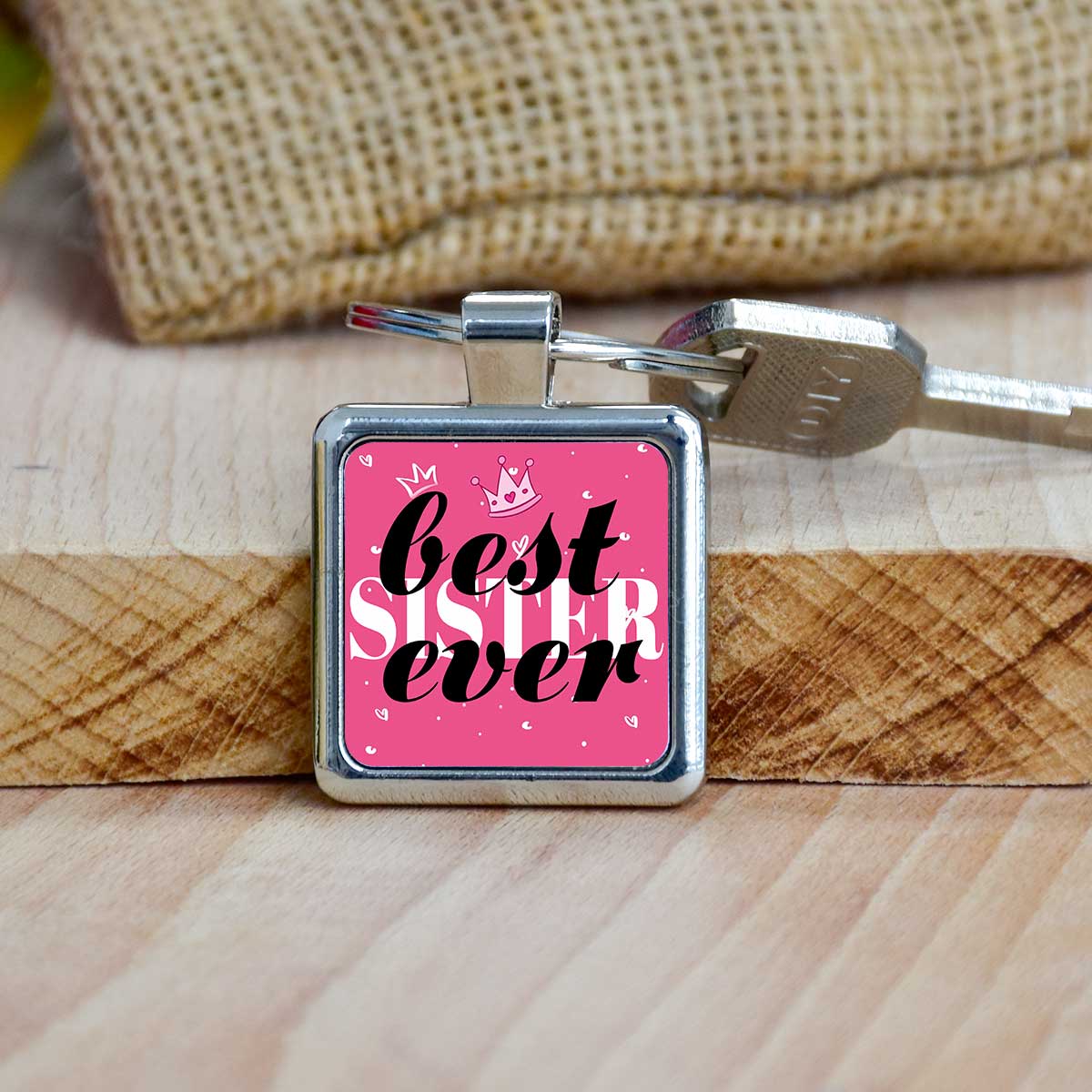Best Ever Sister Metal Keychain