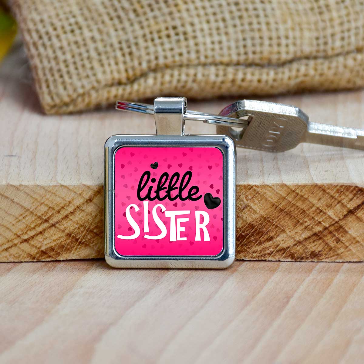 Little Sister Metal Keychain
