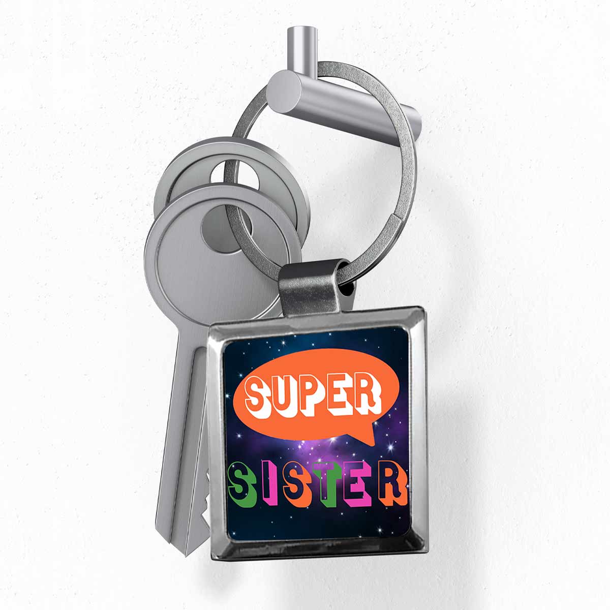 Super Sister Metal Keychain