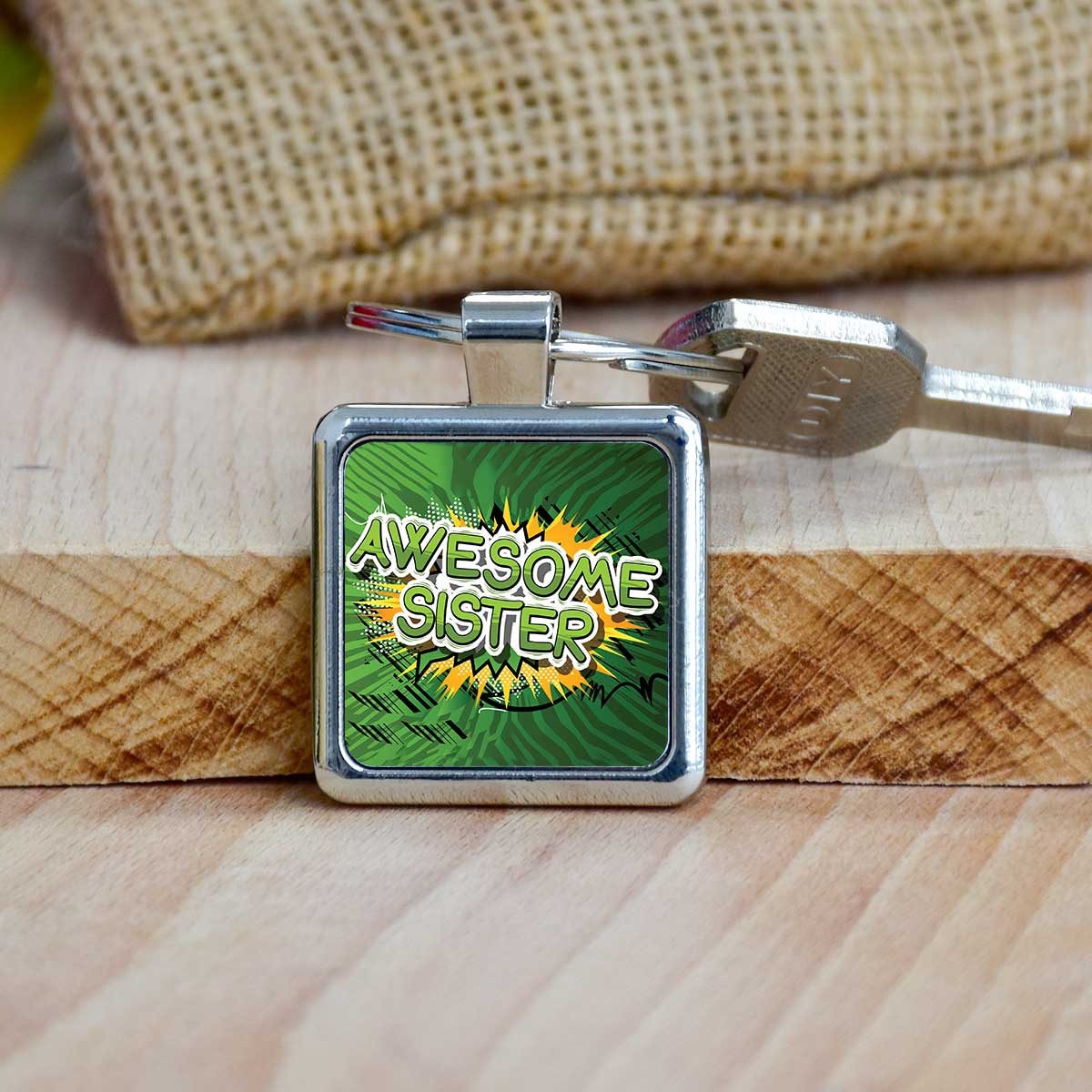 Awesome Sister Metal Keychain