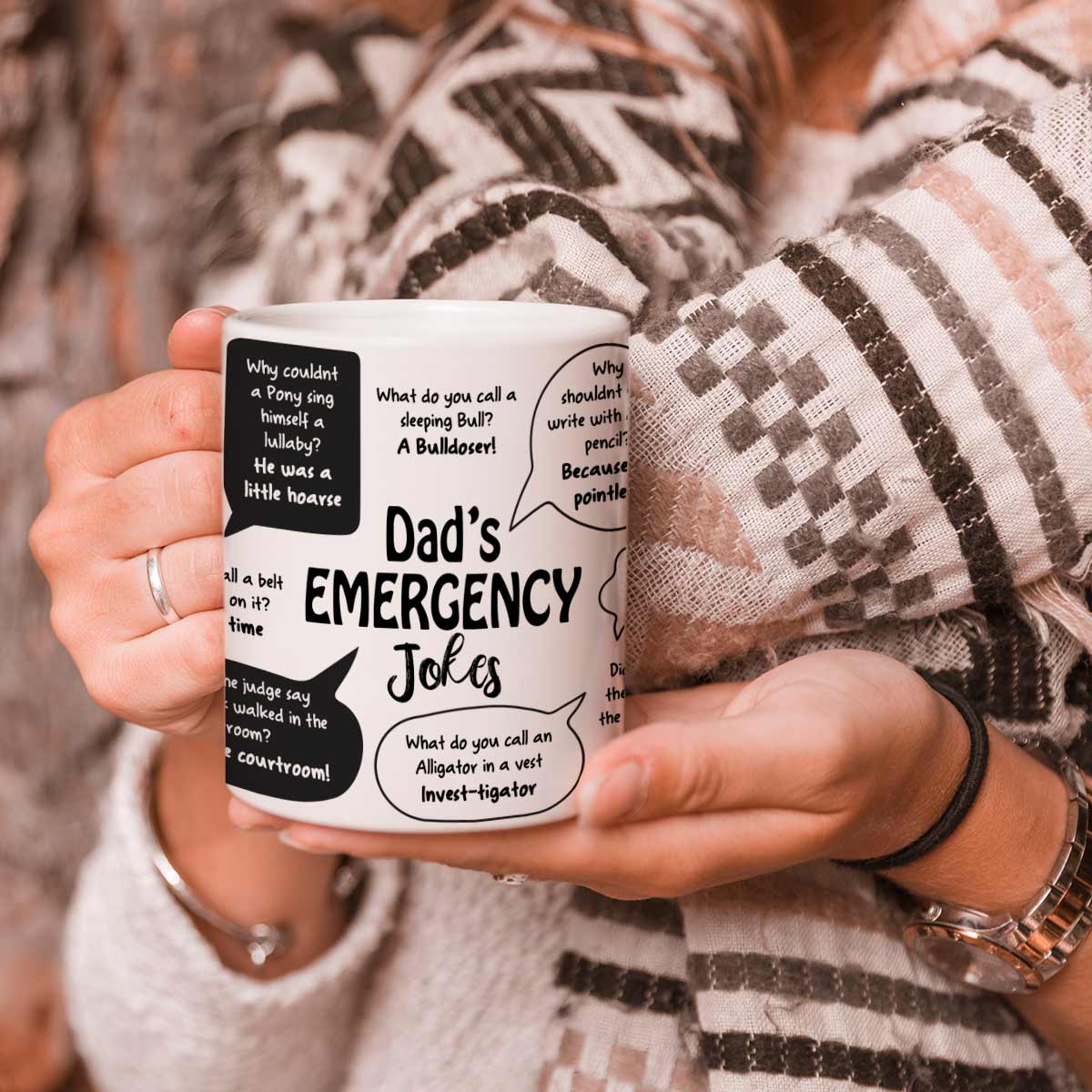 Dad's Emergency Jokes Coffee Mug-1