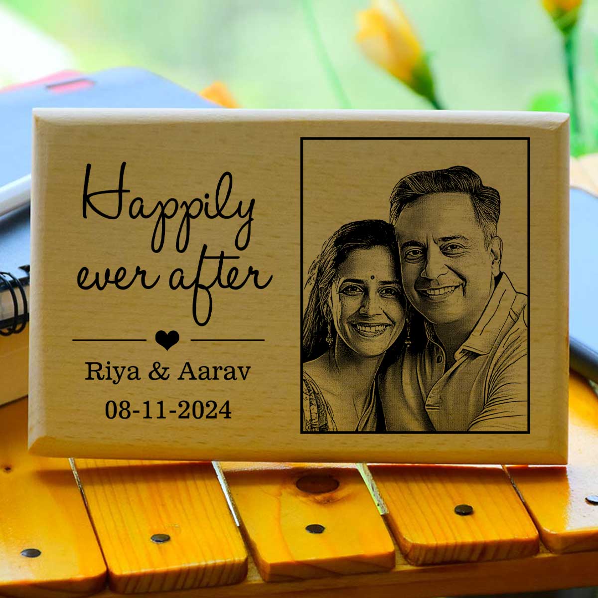 Personalised "Happily Ever After" Wooden Plaque
