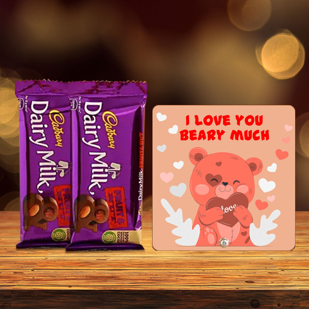 I Love You Beary Much Keepsake with Cadbury Chocolates Gift Hamper-1