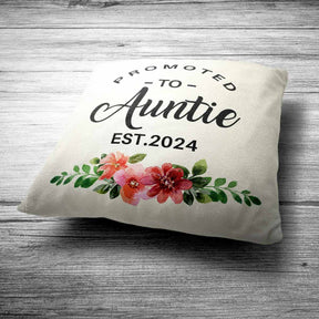 Personalised Promoted to Auntie Cushion