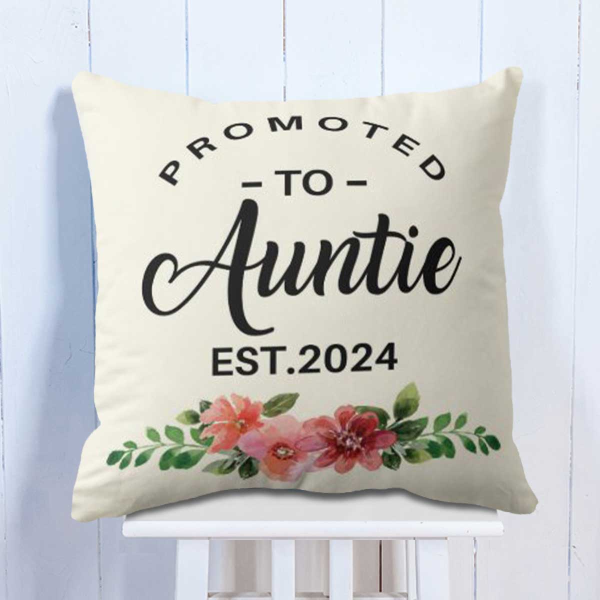 Personalised Promoted to Auntie Cushion