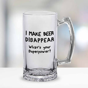 I Make Beer Disappear What's Your Superpower Frosted Beer Mug