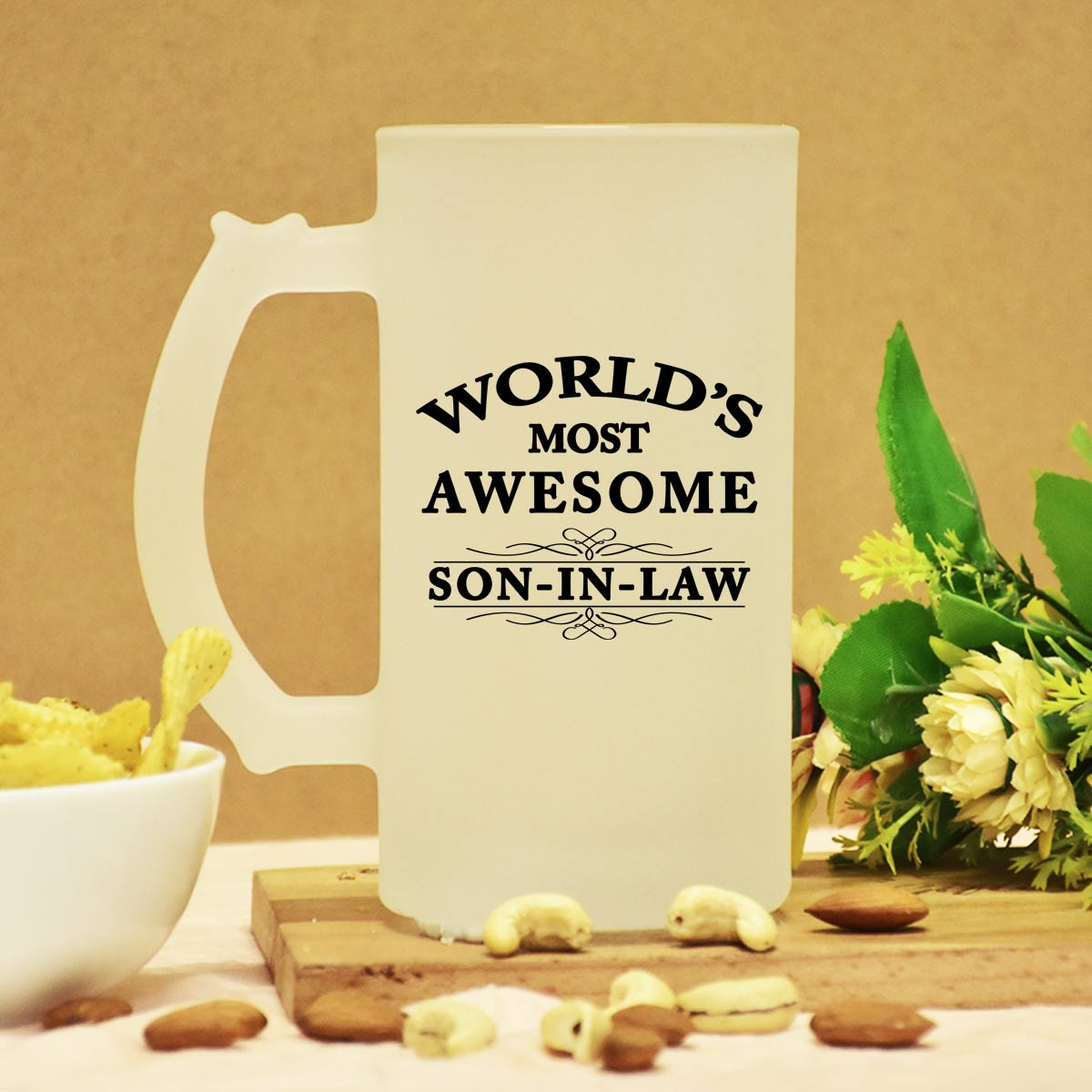 World's Most Awesome Son In Law Frosted Beer Mug