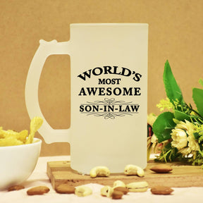 World's Most Awesome Son In Law Frosted Beer Mug