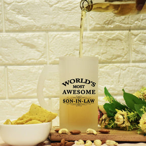World's Most Awesome Son In Law Frosted Beer Mug