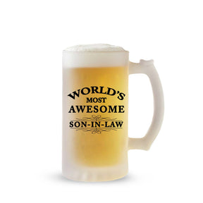 World's Most Awesome Son In Law Frosted Beer Mug