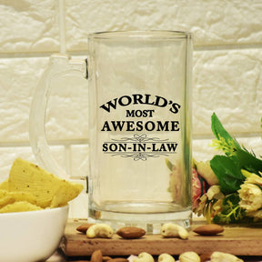 World's Most Awesome Son In Law Frosted Beer Mug