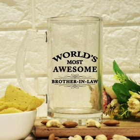 World's Most Awesome Brother In Law Frosted Beer Mug