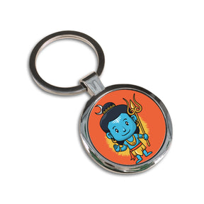 Cute Lord Shiva Round Metal Keychain