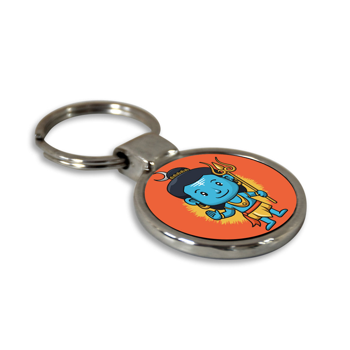 Cute Lord Shiva Round Metal Keychain-4