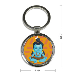 Meditating Shiva Round Metal Keychain