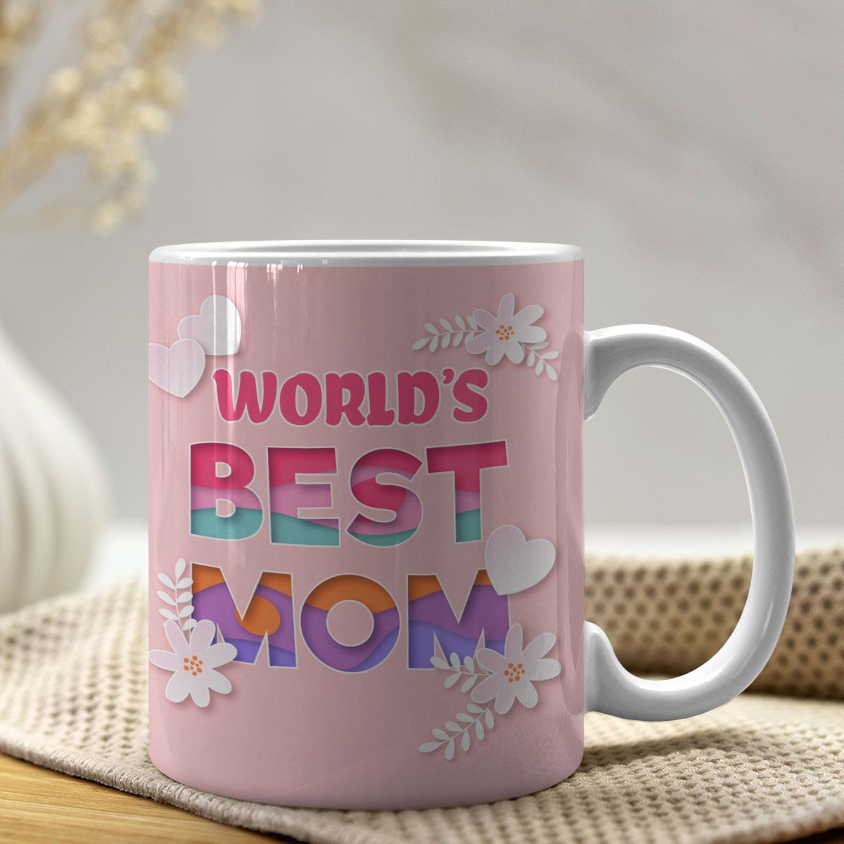 World's Best Mom Ceramic Pink Coffee Mug Gift For Mother