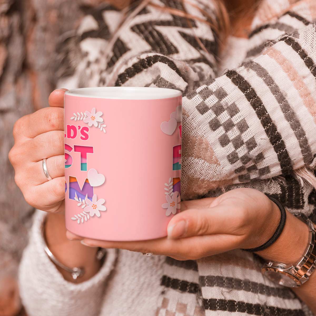 World's Best Mom Ceramic Pink Coffee Mug Gift For Mother