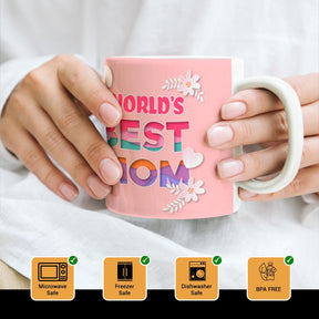 World's Best Mom Ceramic Pink Coffee Mug Gift For Mother