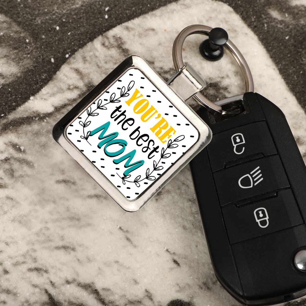 You are the Best Mom Square Metal Keychain