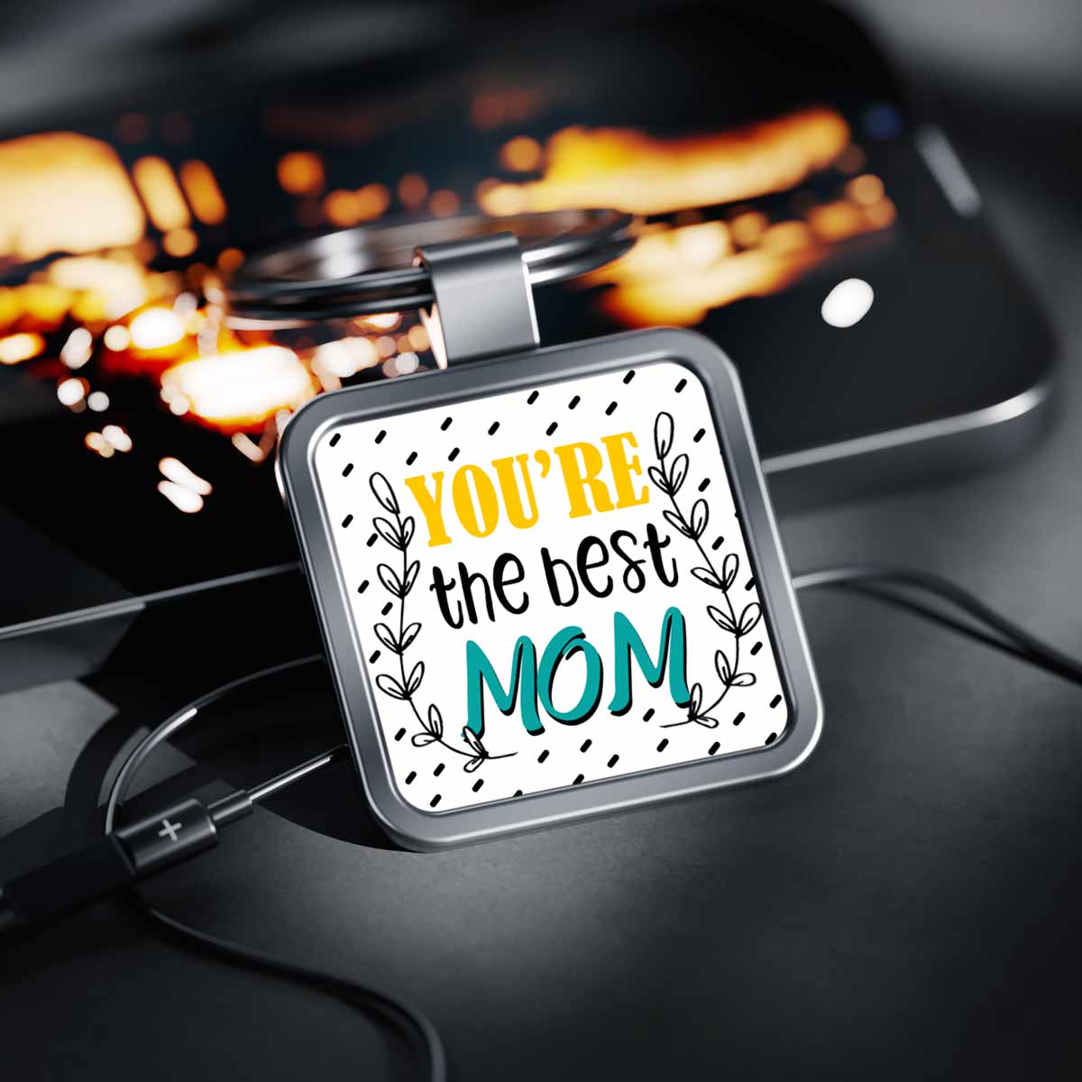 You are the Best Mom Square Metal Keychain