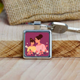 Mom With Daughter Round Metal Keychain Gift For Mother's Day