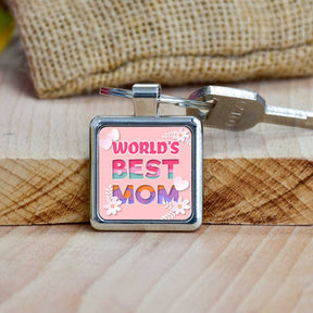 World's Best Mom Square Metal Keychain Gift For Mother's Day