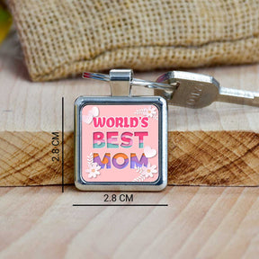 World's Best Mom Square Metal Keychain Gift For Mother's Day