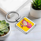 Angry Indian Mom Square Metal Keychain