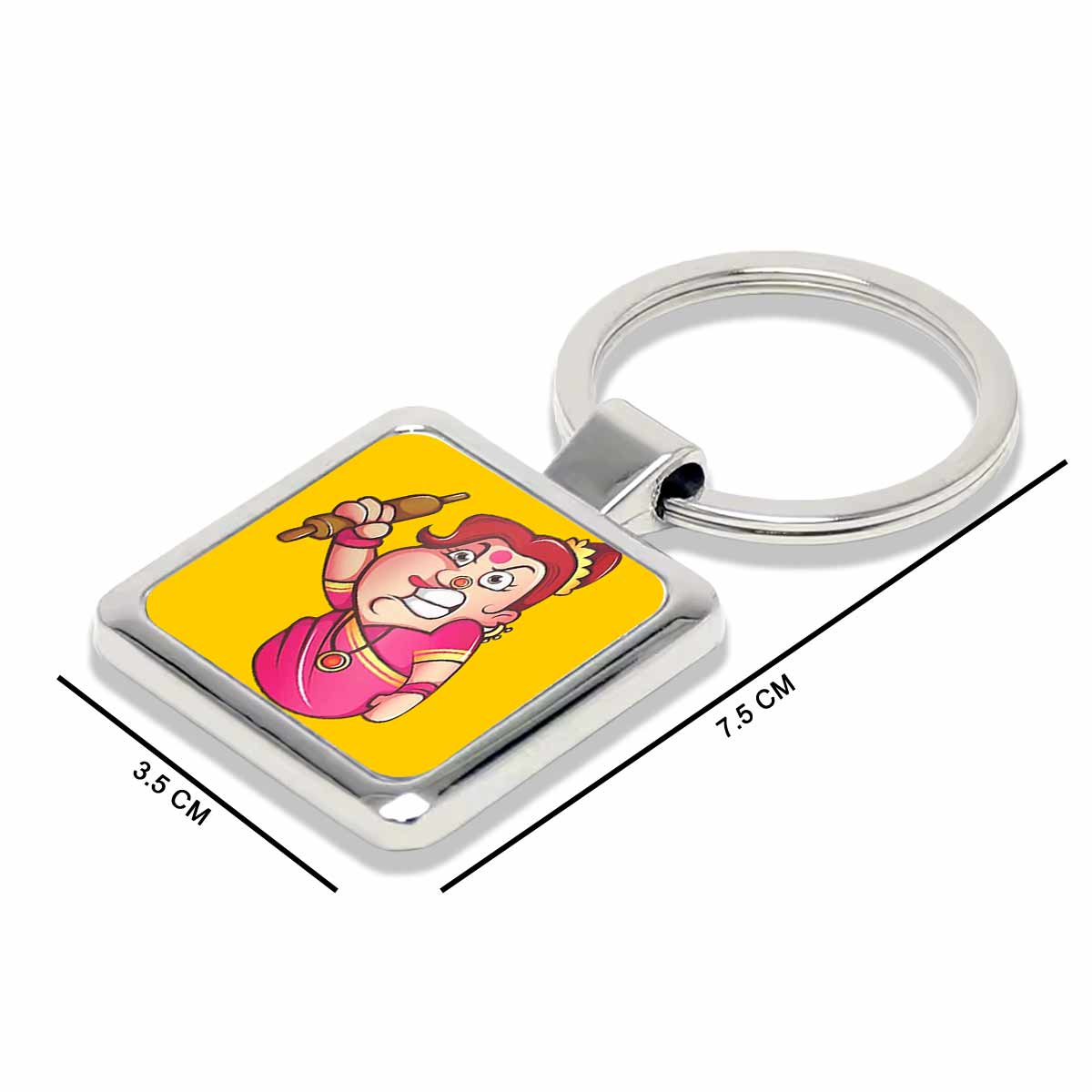 Angry Indian Mom Square Metal Keychain