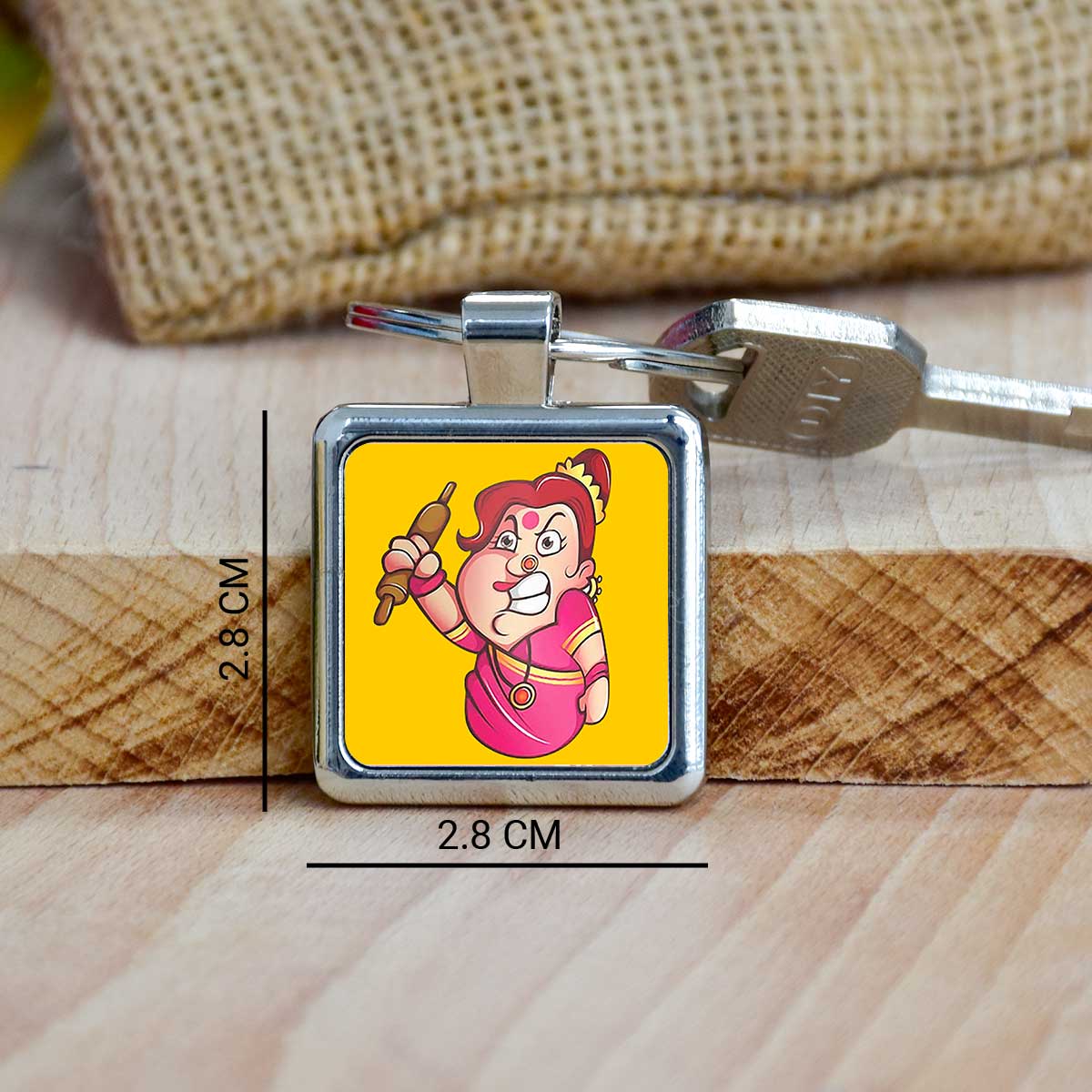 Angry Mom Square Metal Keychain Gift For Mother's Day