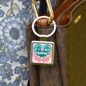 I Love U Mom Metal Keychain Gift For Mother's Day