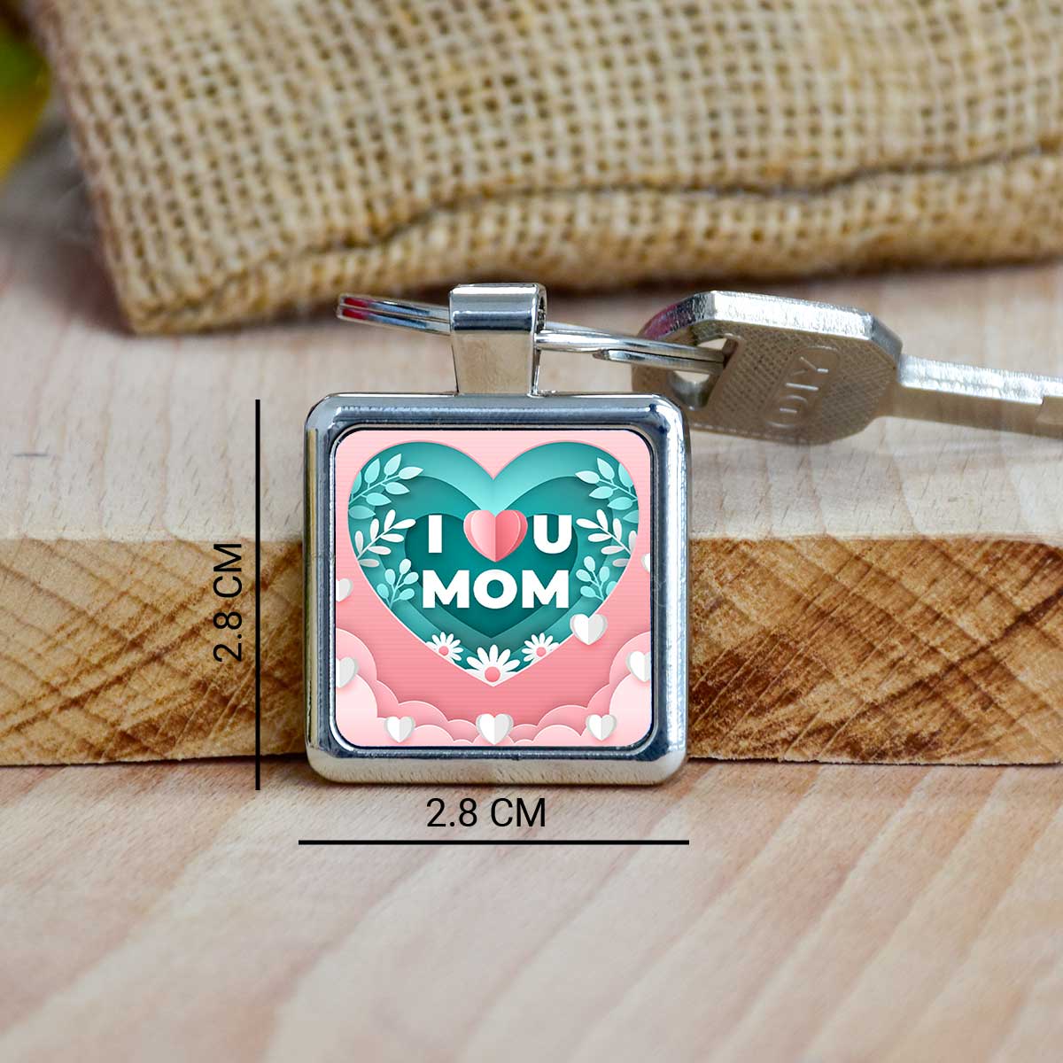 I Love U Mom Metal Keychain Gift For Mother's Day