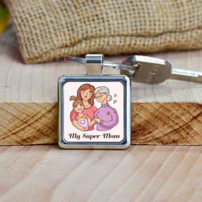 My Super Mom Metal Keychain Gift For Mother's Day