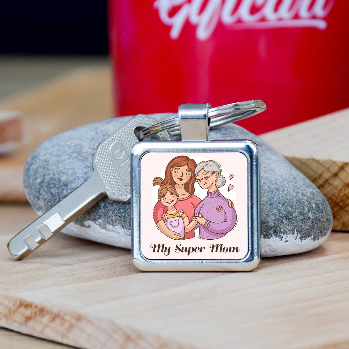 My Super Mom Metal Keychain Gift For Mother's Day