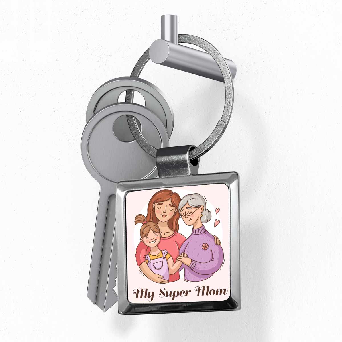 My Super Mom Metal Keychain