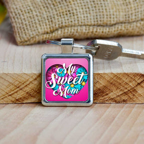 My Sweet Mom Square Metal Keychain Gift For Mother's Day