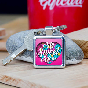 My Sweet Mom Square Metal Keychain Gift For Mother's Day