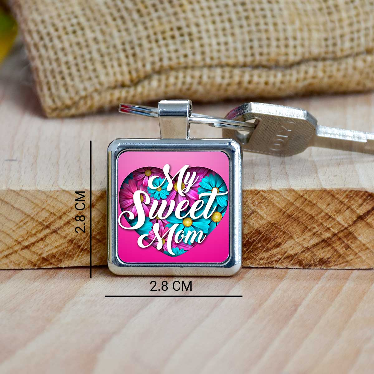 My Sweet Mom Square Metal Keychain Gift For Mother's Day