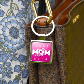Best Mom Square Metal Keychain Gift For Mom