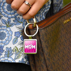 Best Mom Square Metal Keychain Gift For Mom