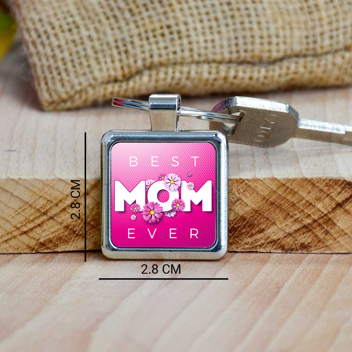 Best Mom Square Metal Keychain Gift For Mom