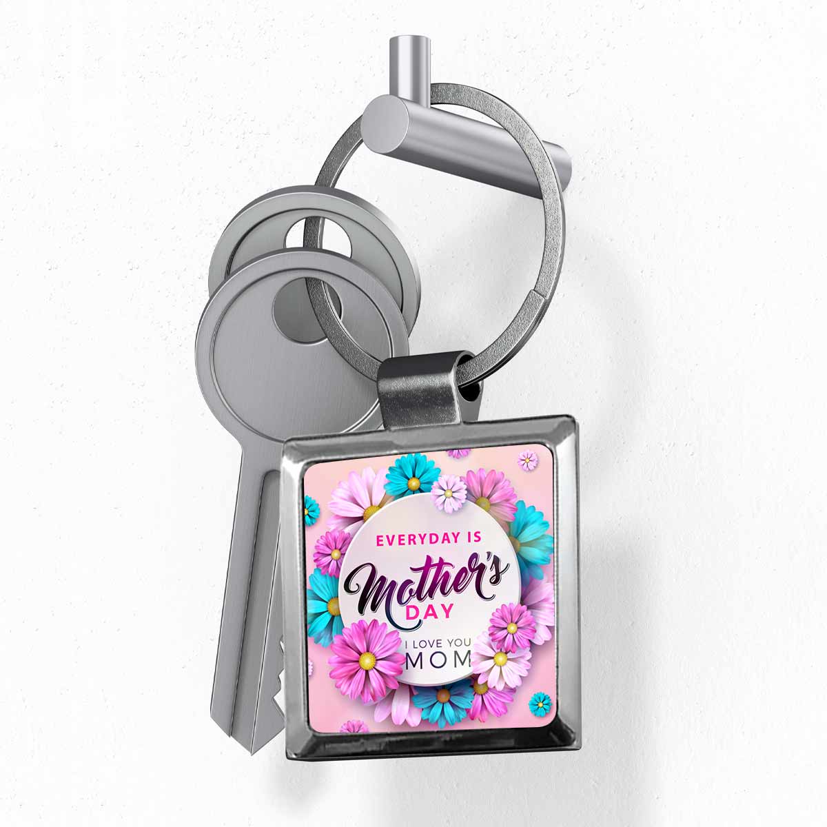 Happy Mothers Day My Mom Square Metal Keychain