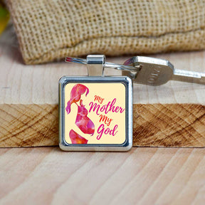 My Mother My God Square Metal Keychain Gift For Mom